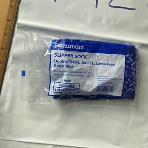 Beaumont Double Tread Slipper Sock Adult L Royal Blue Latex Free